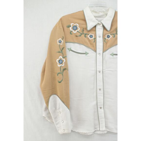 Vintage Roper Western Shirt Women Large Floral Embroidered Pearl Snap Cowgirl - Picture 3 of 6